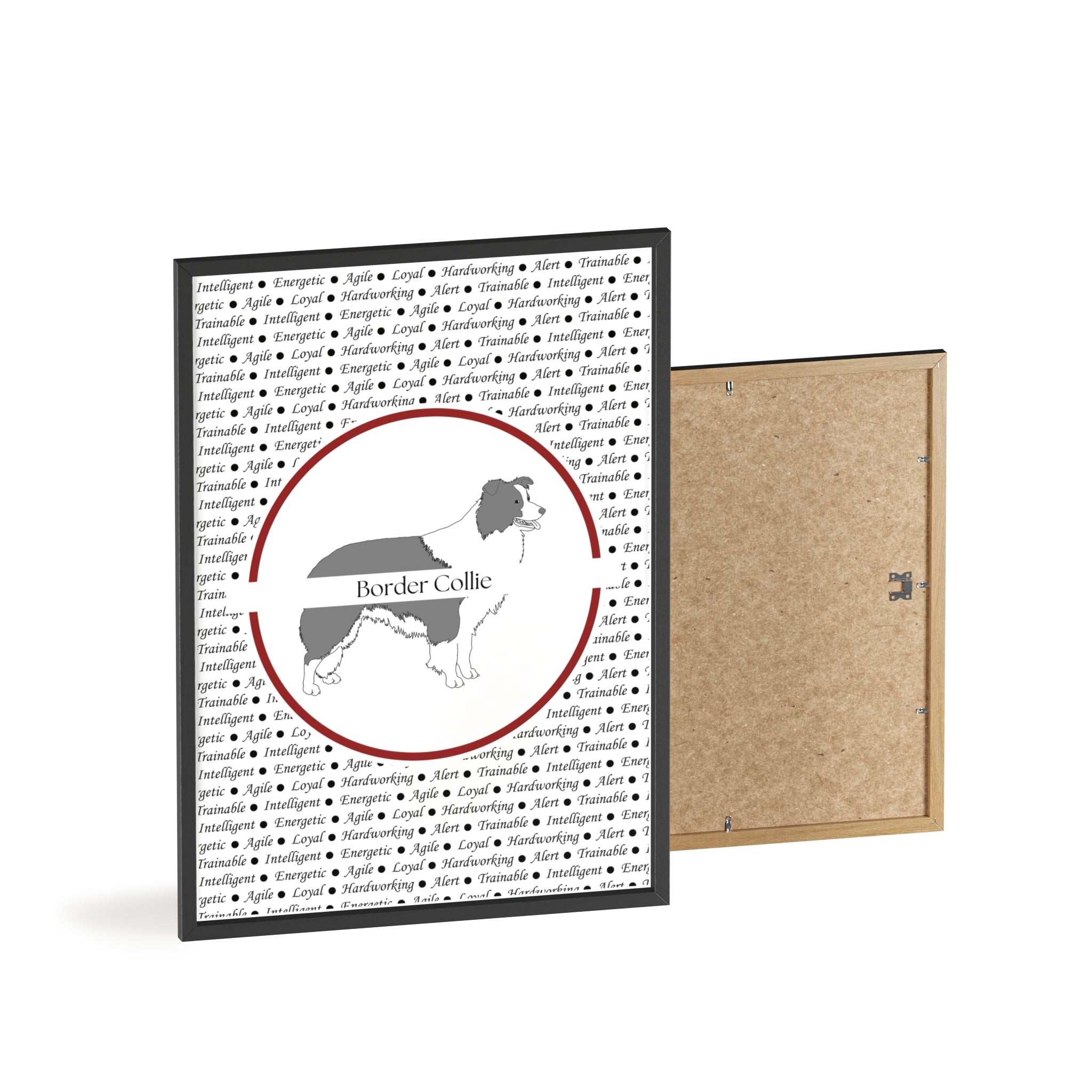 Poster i träram (tavla) med Border Collie-motiv