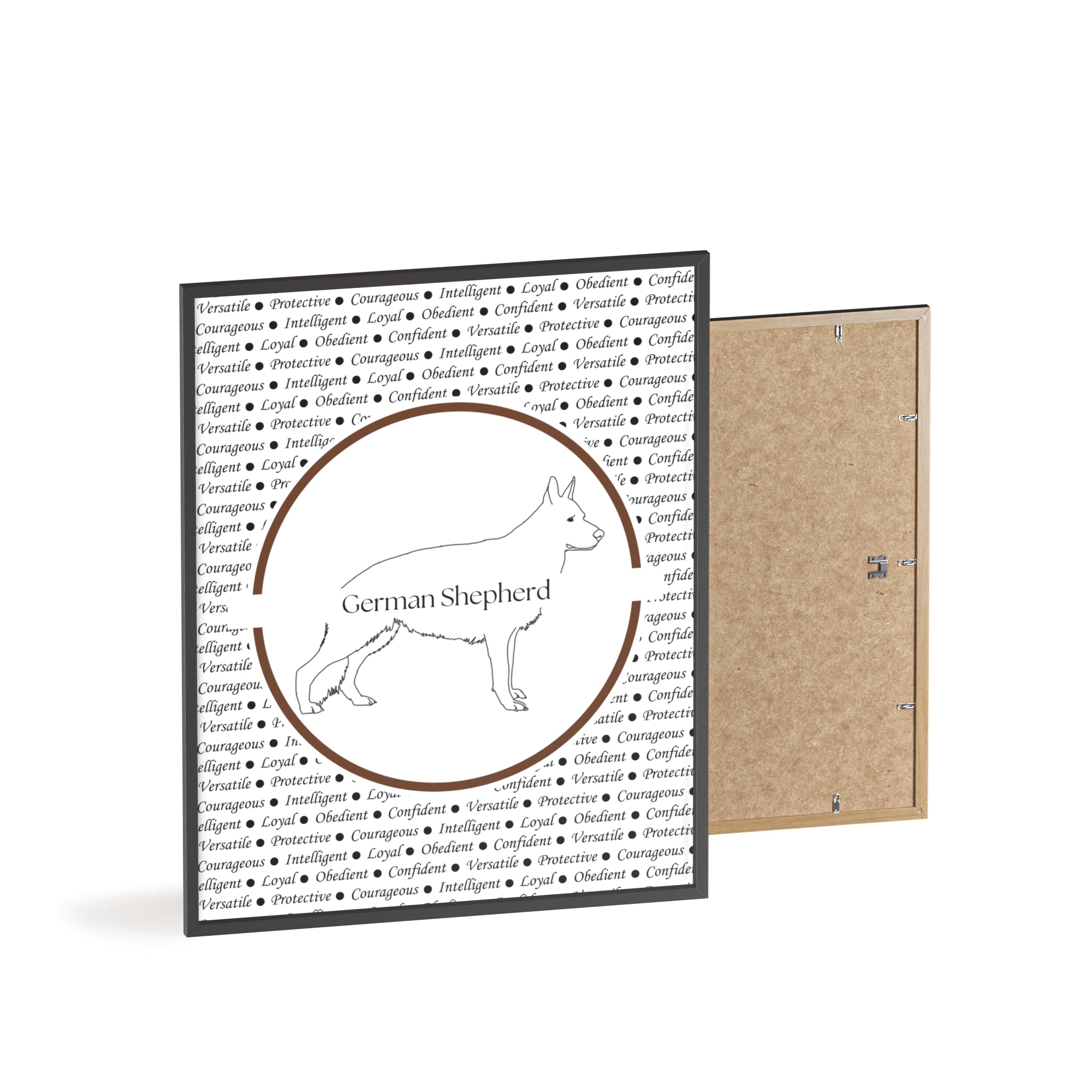 Poster i träram (tavla) med Tysk Schäfer (German Shepherd)-motiv