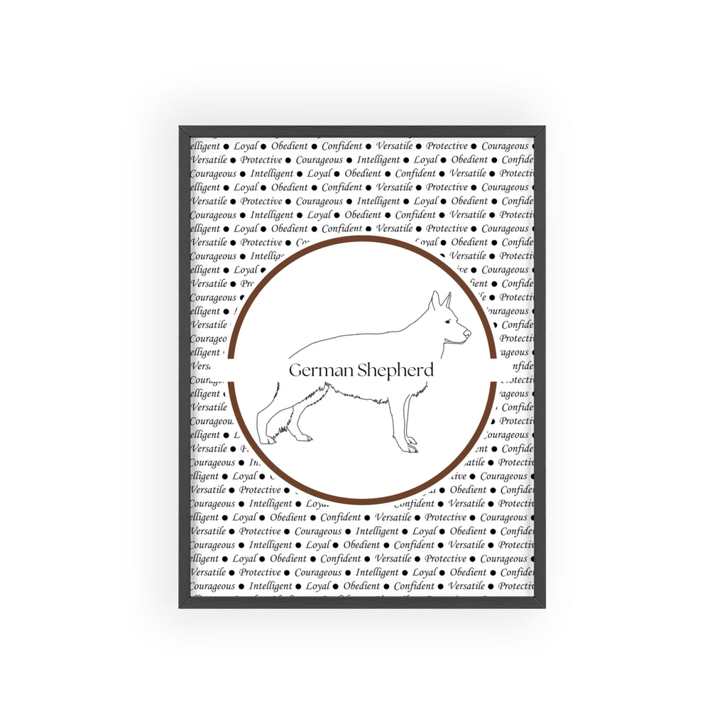 Poster i träram (tavla) med Tysk Schäfer (German Shepherd)-motiv