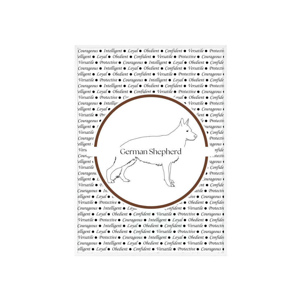 Poster i träram (tavla) med Tysk Schäfer (German Shepherd)-motiv