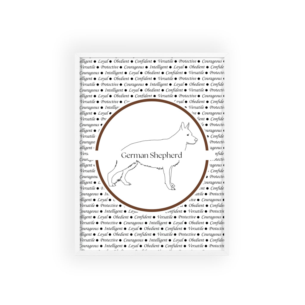 Poster i träram (tavla) med Tysk Schäfer (German Shepherd)-motiv