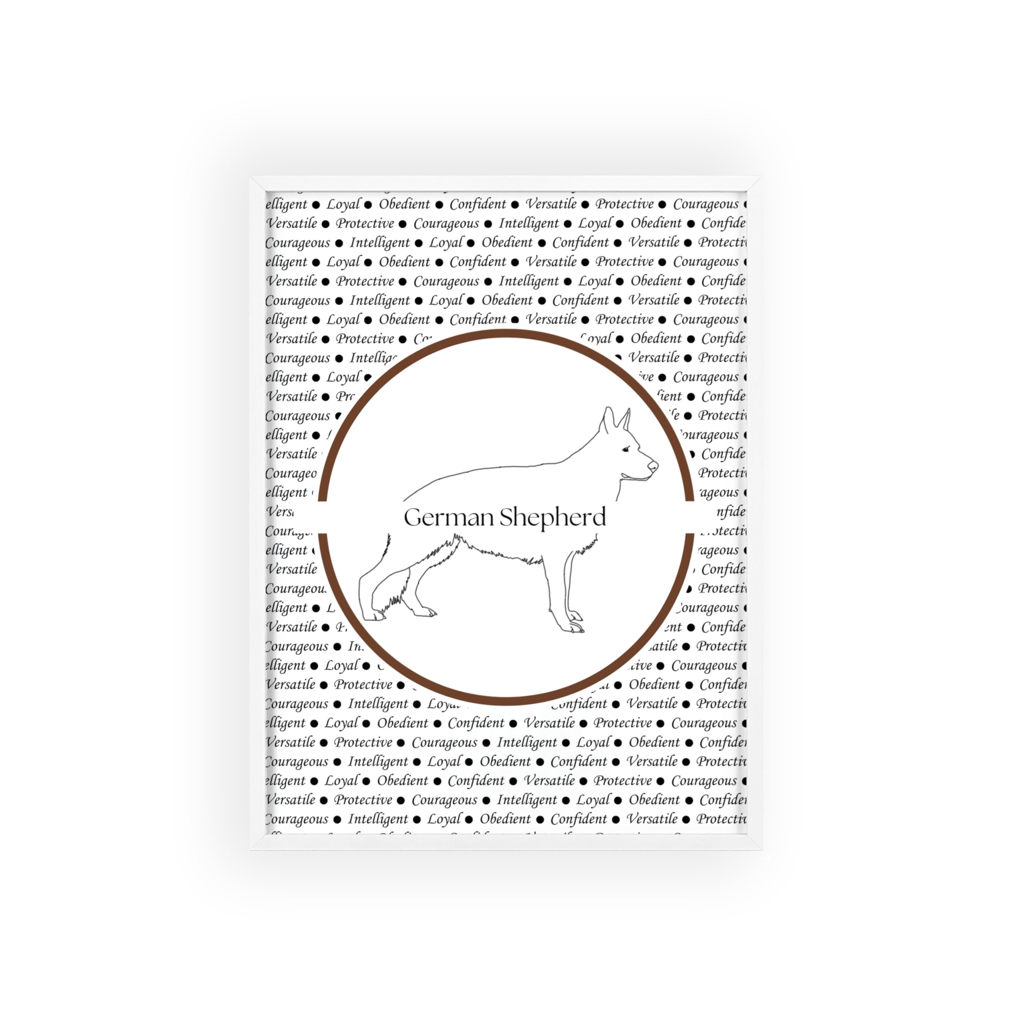 Poster i träram (tavla) med Tysk Schäfer (German Shepherd)-motiv