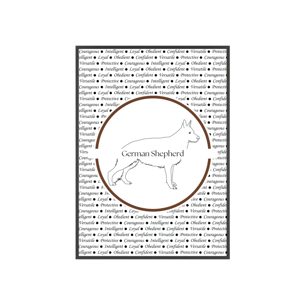 Poster i träram (tavla) med Tysk Schäfer (German Shepherd)-motiv