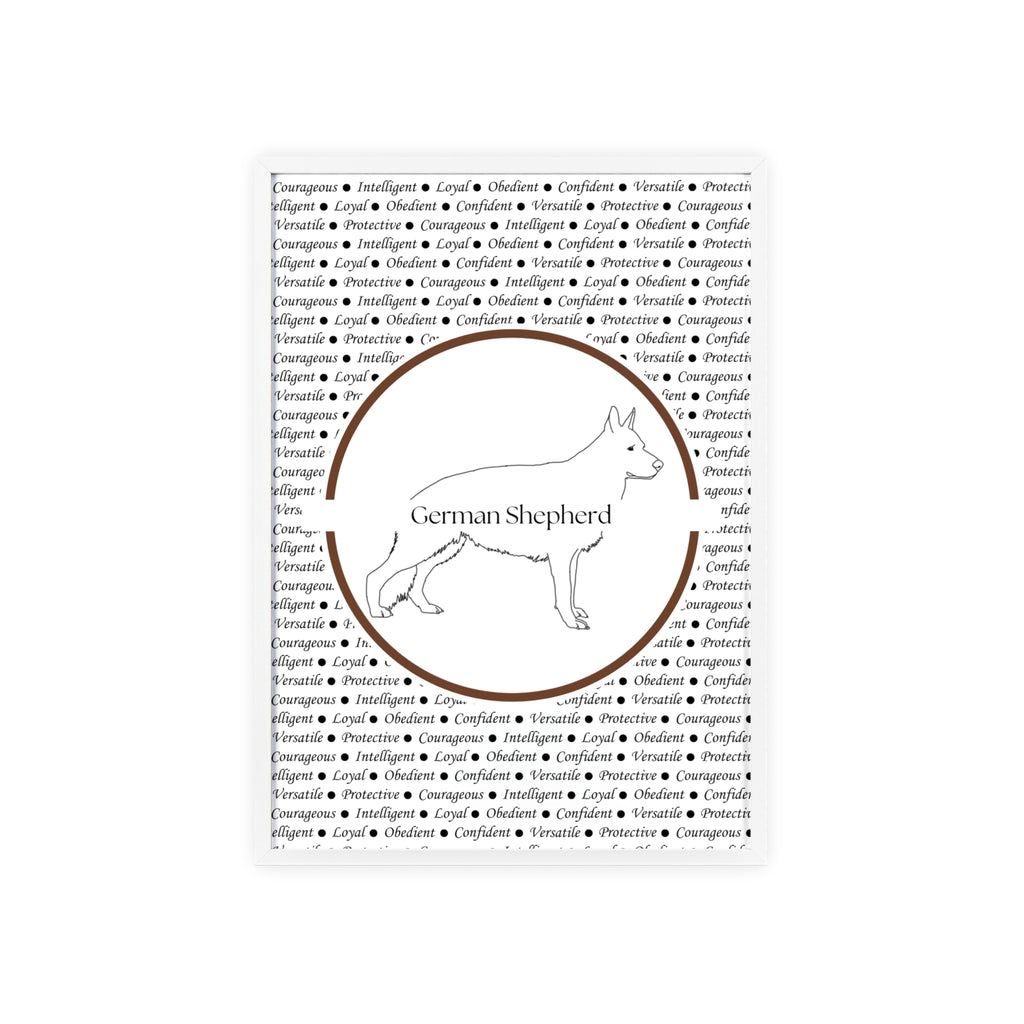 Poster i träram (tavla) med Tysk Schäfer (German Shepherd)-motiv