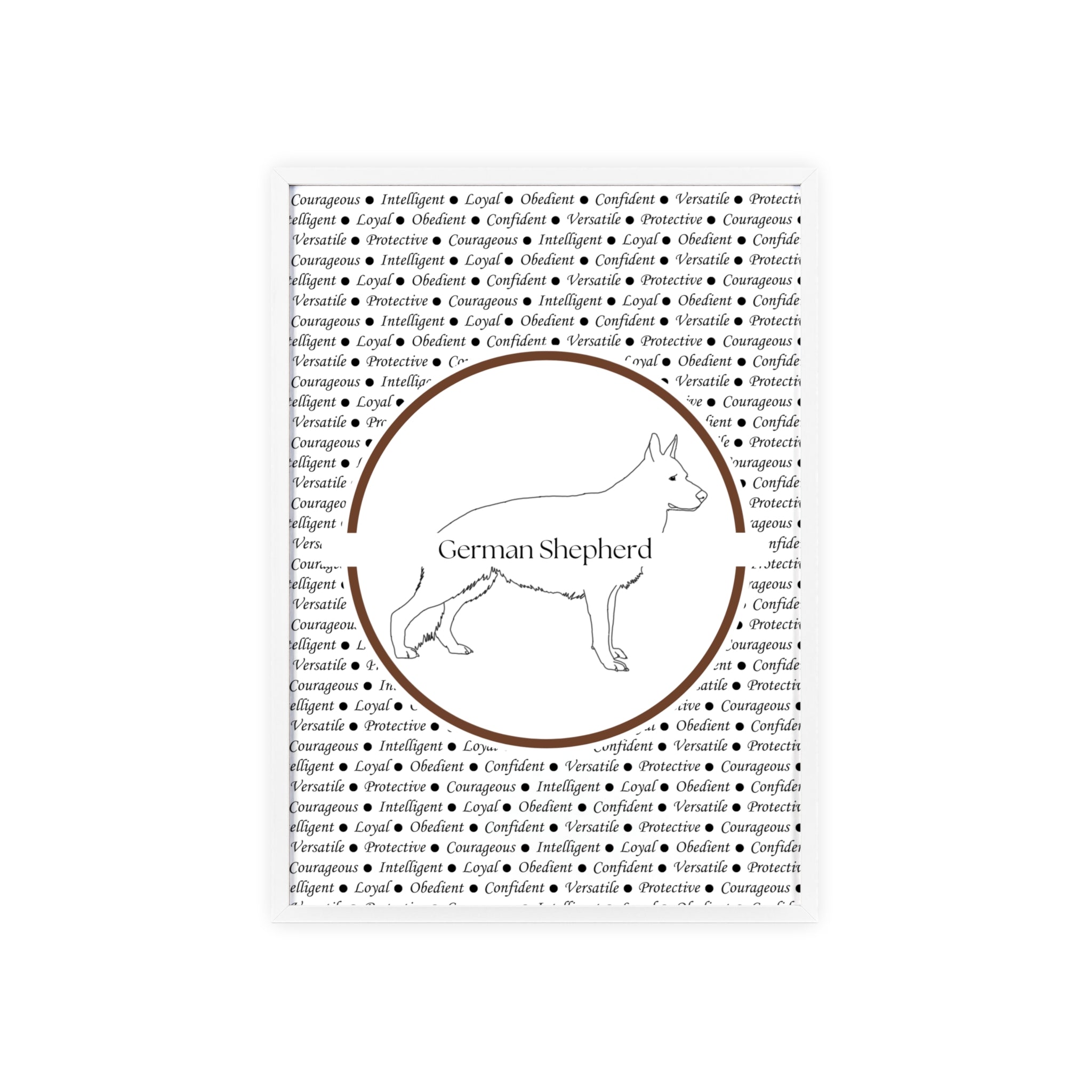 Poster i träram (tavla) med Tysk Schäfer (German Shepherd)-motiv