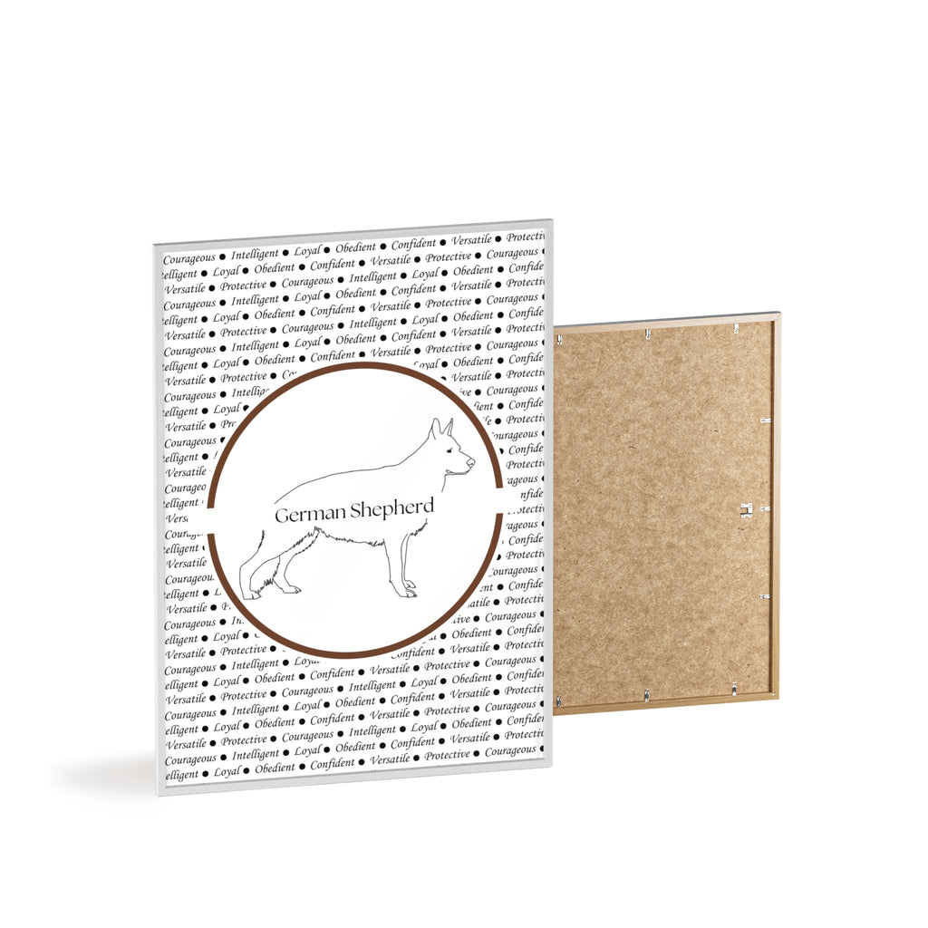 Poster i träram (tavla) med Tysk Schäfer (German Shepherd)-motiv
