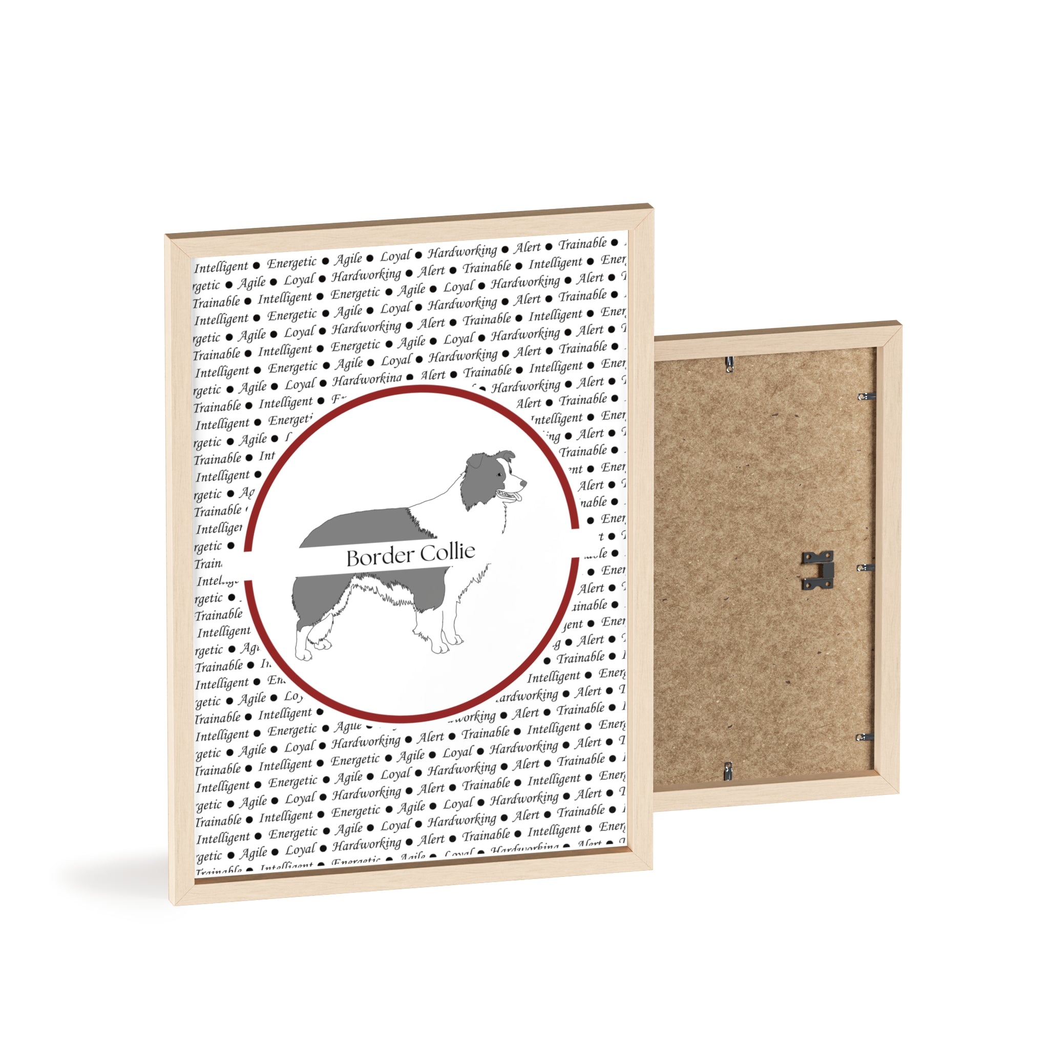 Poster i träram (tavla) med Border Collie-motiv
