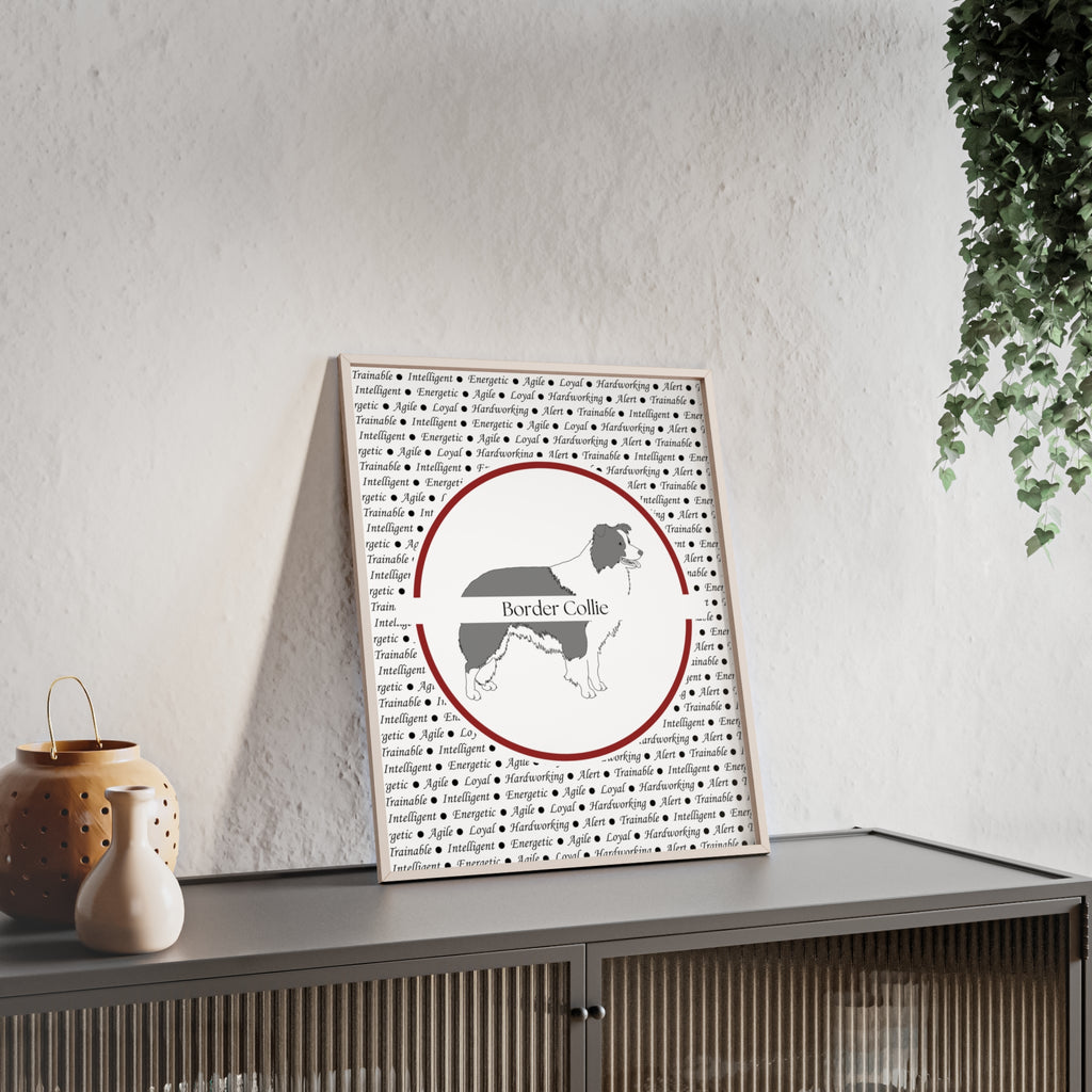 Poster i träram (tavla) med Border Collie-motiv