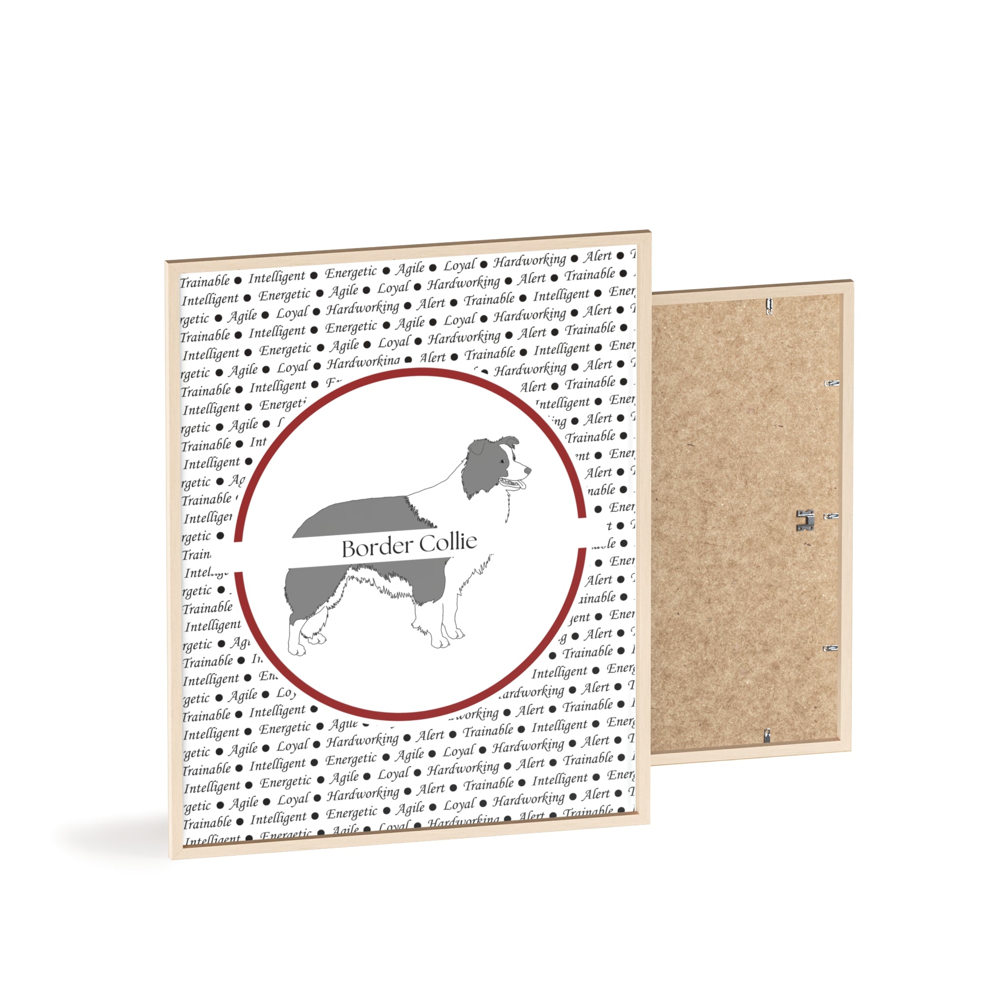 Poster i träram (tavla) med Border Collie-motiv