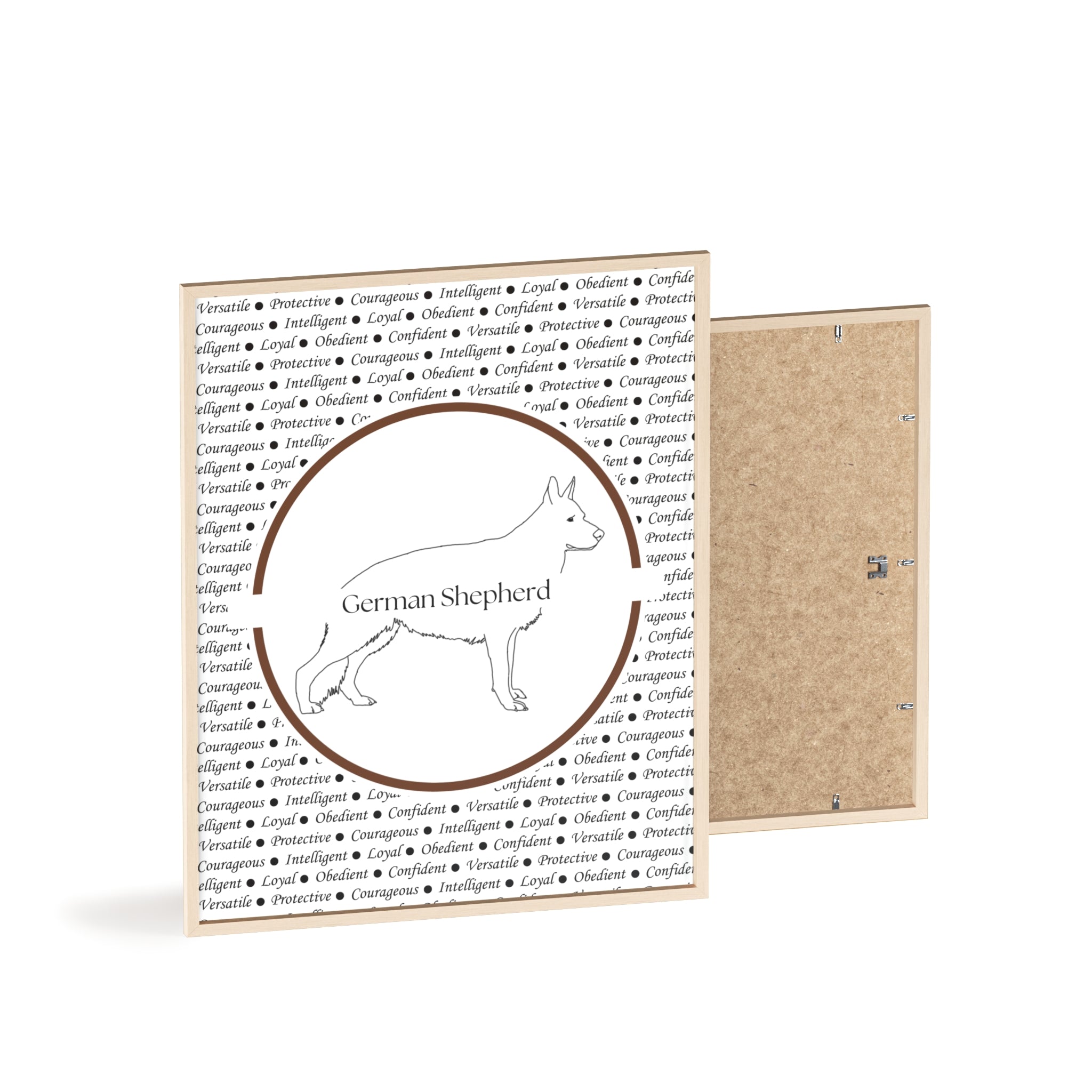 Poster i träram (tavla) med Tysk Schäfer (German Shepherd)-motiv