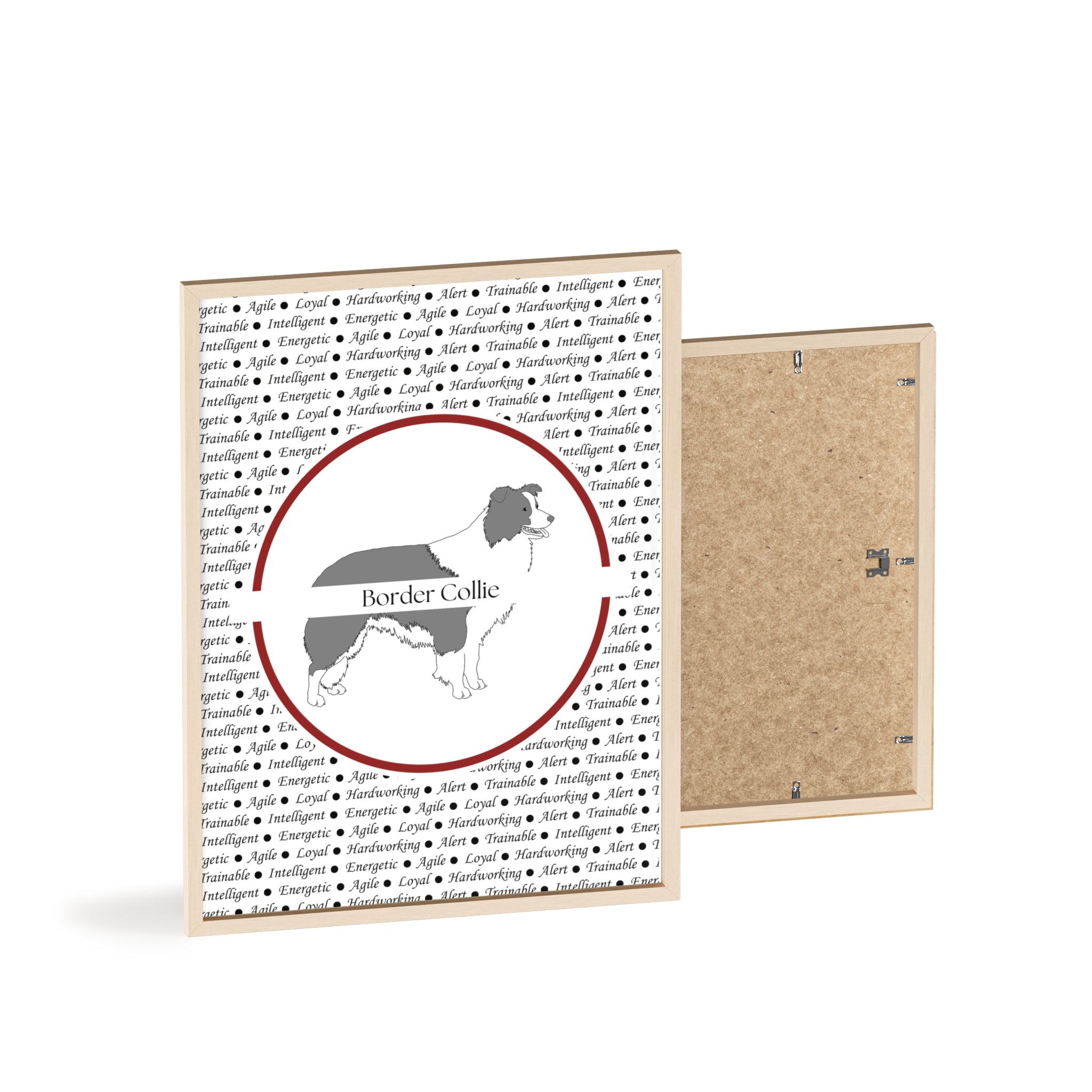 Poster i träram (tavla) med Border Collie-motiv