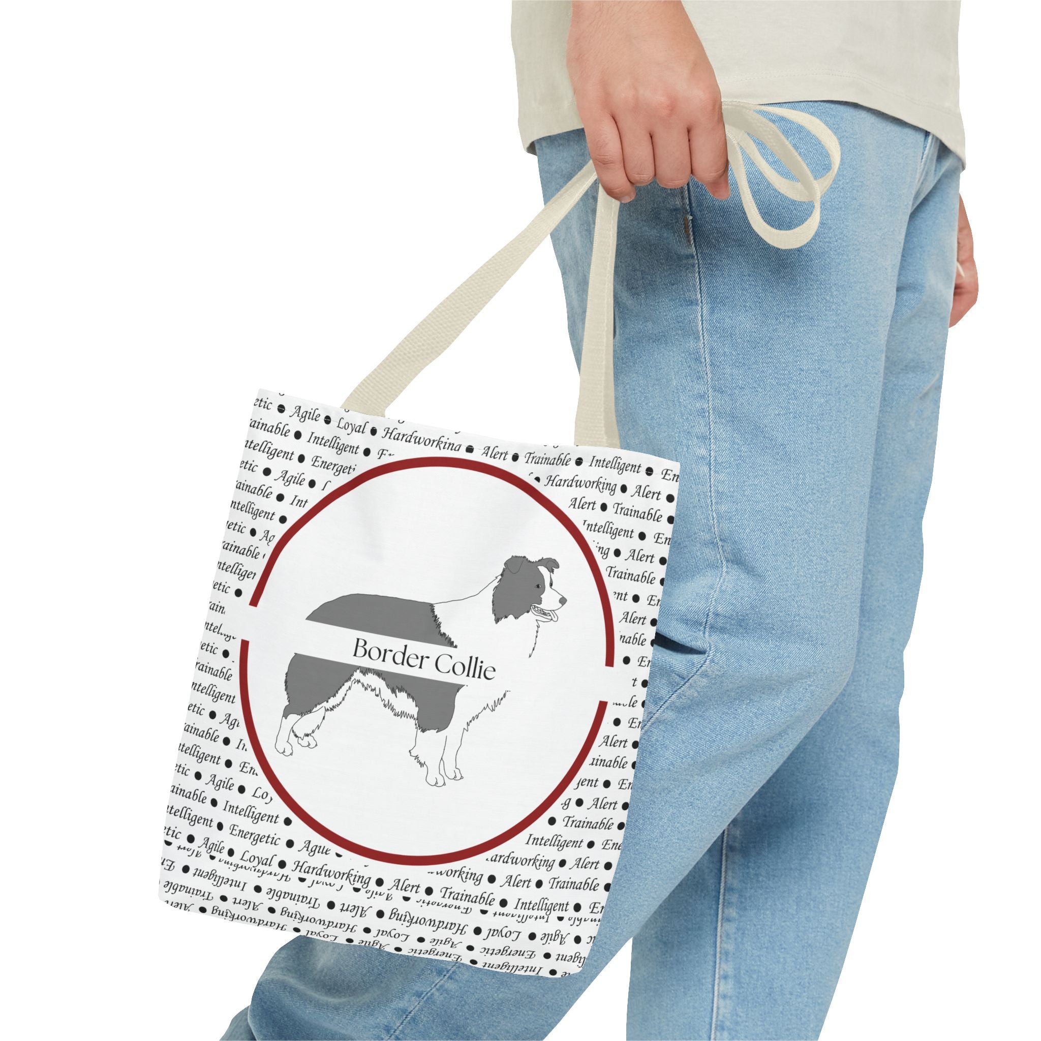 Tygväska med Border Collie-motiv