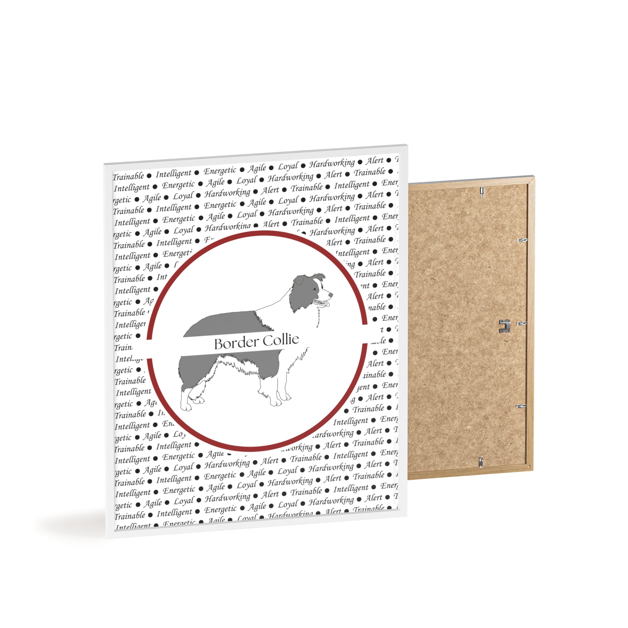 Poster i träram (tavla) med Border Collie-motiv
