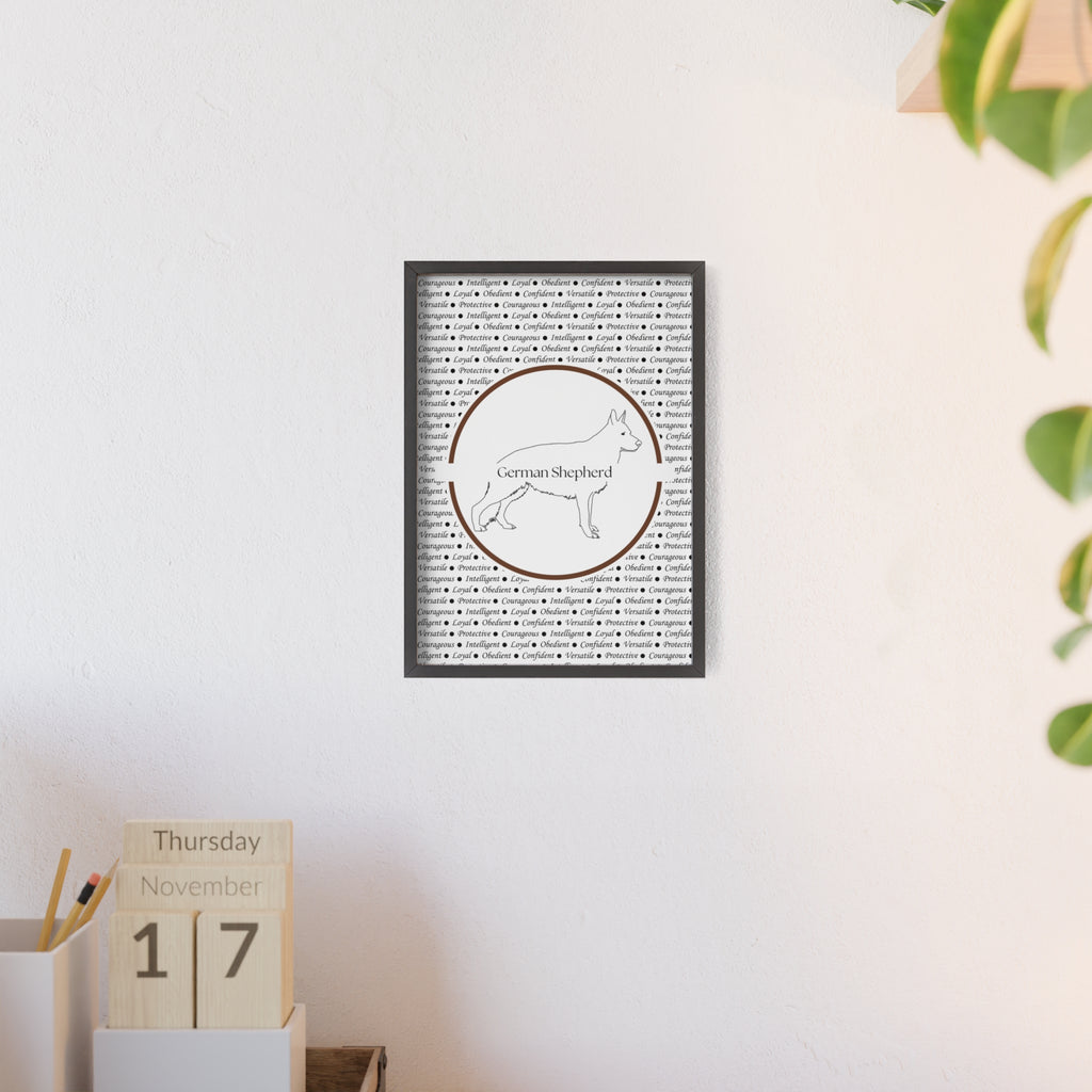 Poster i träram (tavla) med Tysk Schäfer (German Shepherd)-motiv
