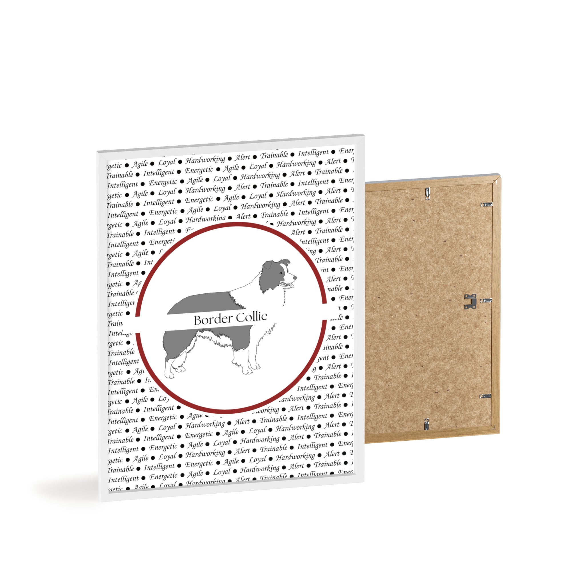 Poster i träram (tavla) med Border Collie-motiv