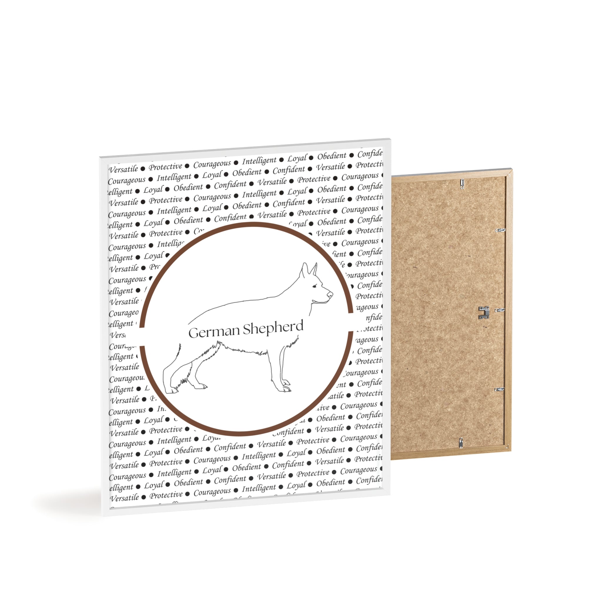 Poster i träram (tavla) med Tysk Schäfer (German Shepherd)-motiv