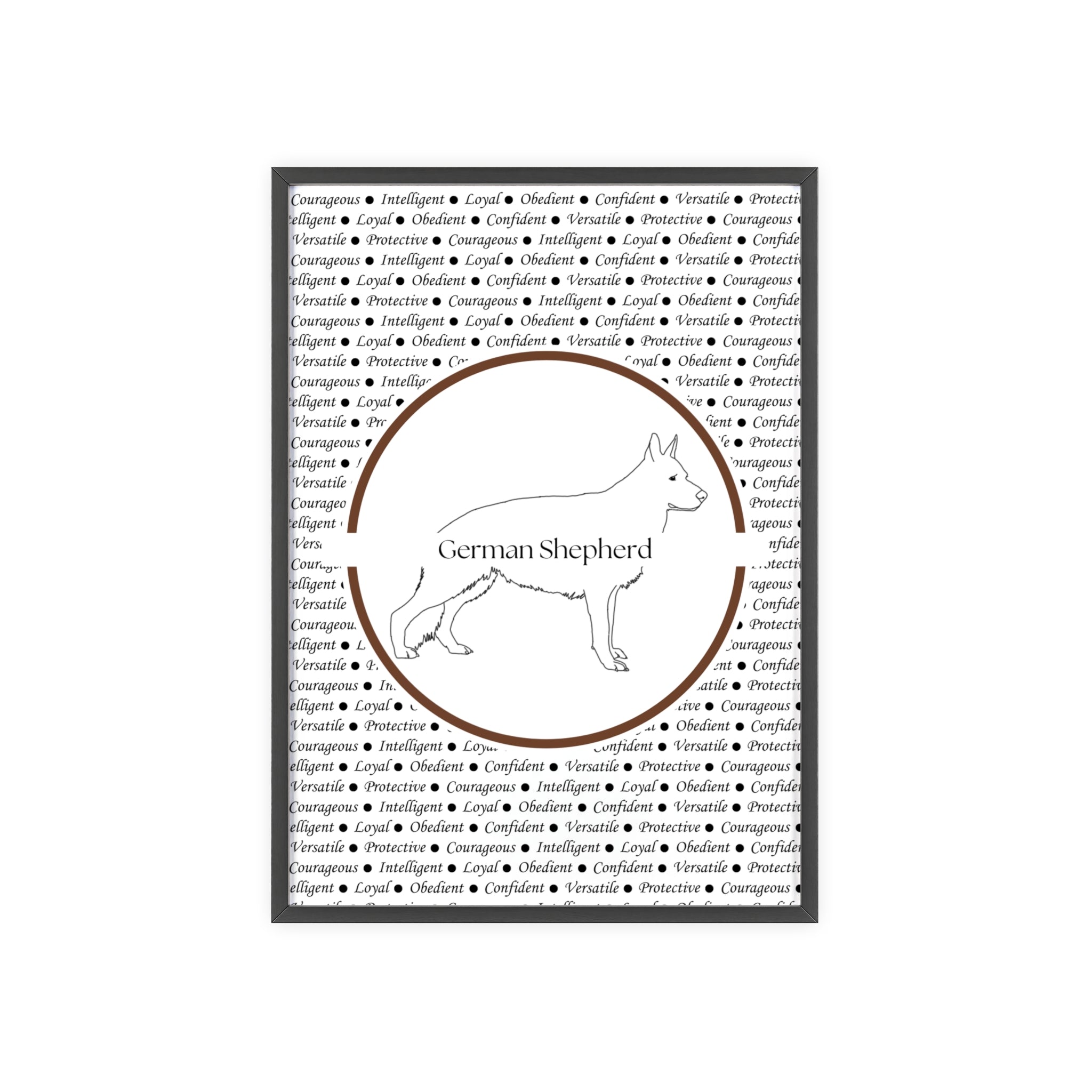 Poster i träram (tavla) med Tysk Schäfer (German Shepherd)-motiv