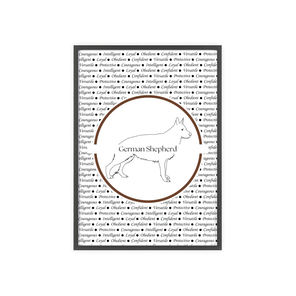 Poster i träram (tavla) med Tysk Schäfer (German Shepherd)-motiv