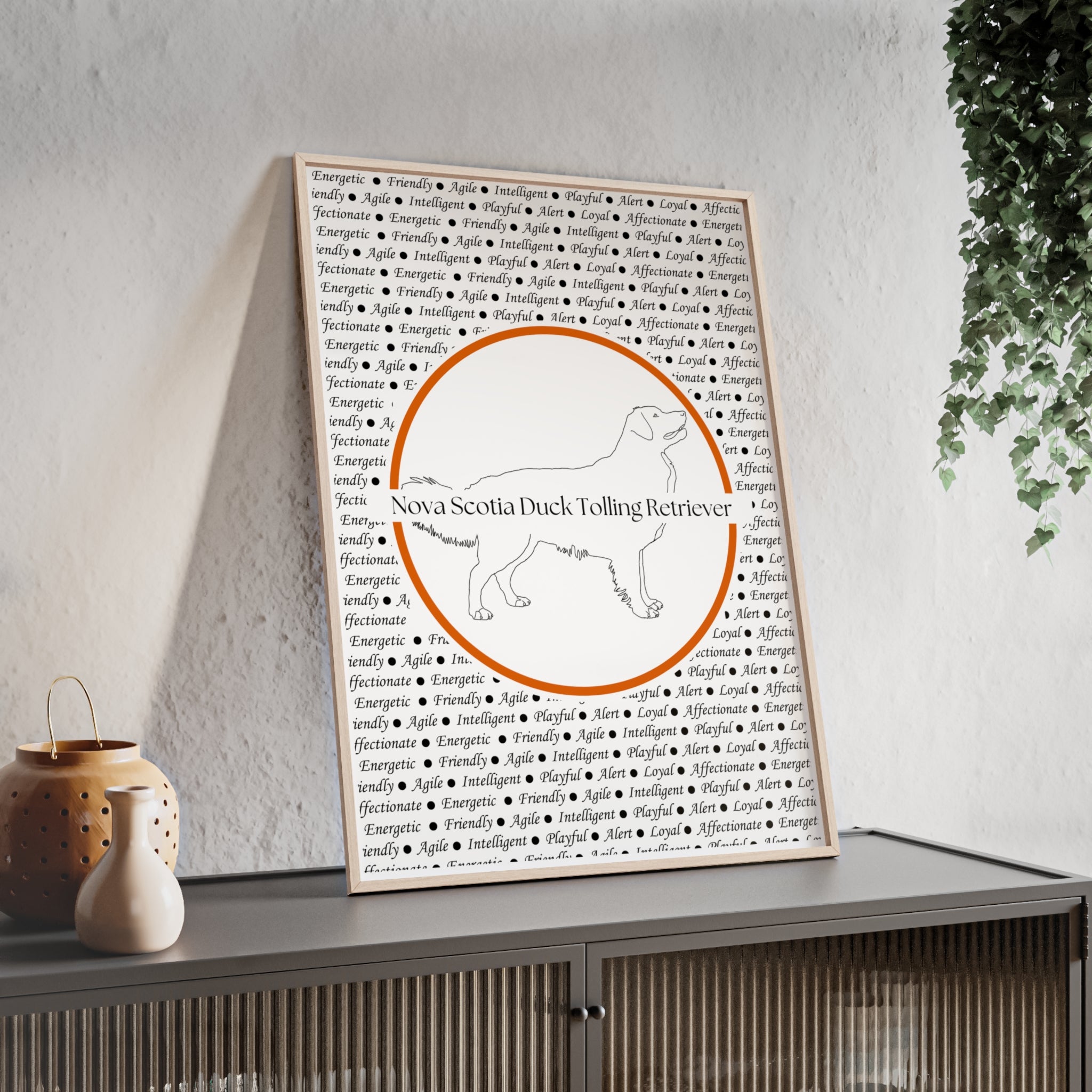Poster i träram (tavla) med Nova Scotia Duck Tolling Retriever-motiv