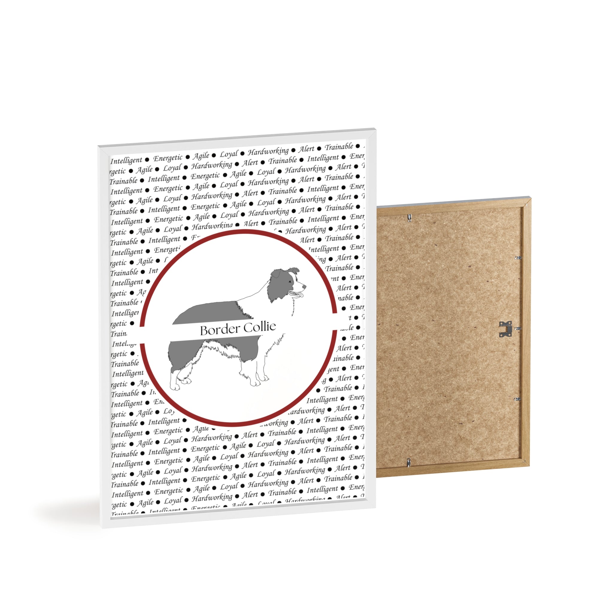 Poster i träram (tavla) med Border Collie-motiv