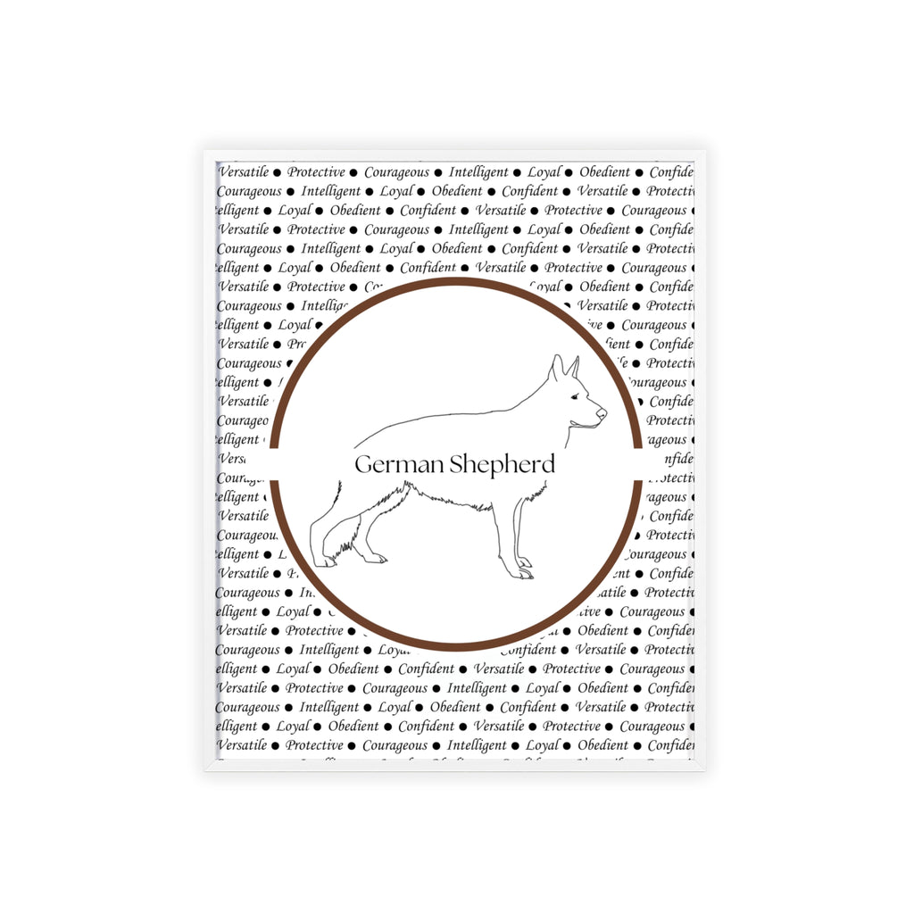 Poster i träram (tavla) med Tysk Schäfer (German Shepherd)-motiv