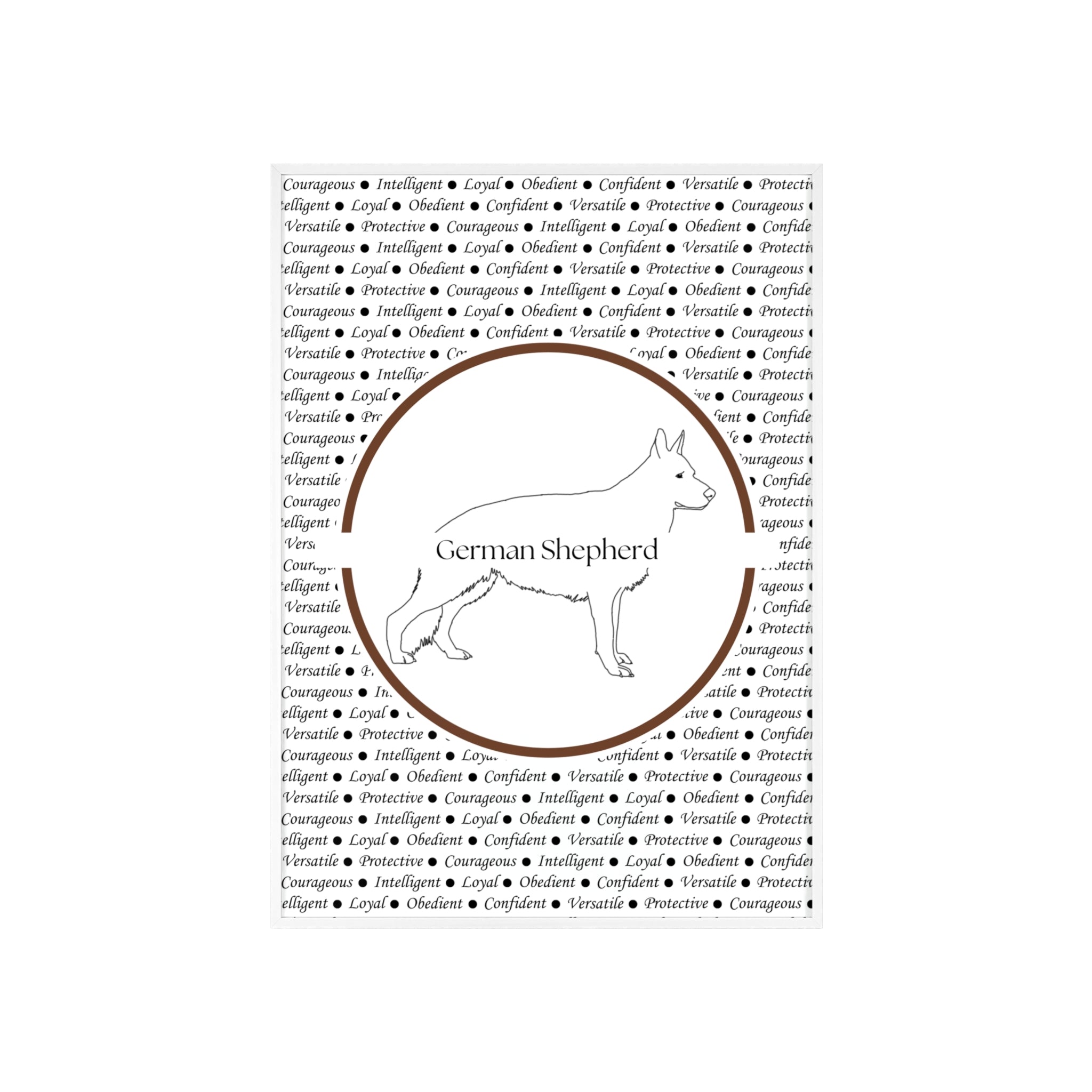 Poster i träram (tavla) med Tysk Schäfer (German Shepherd)-motiv