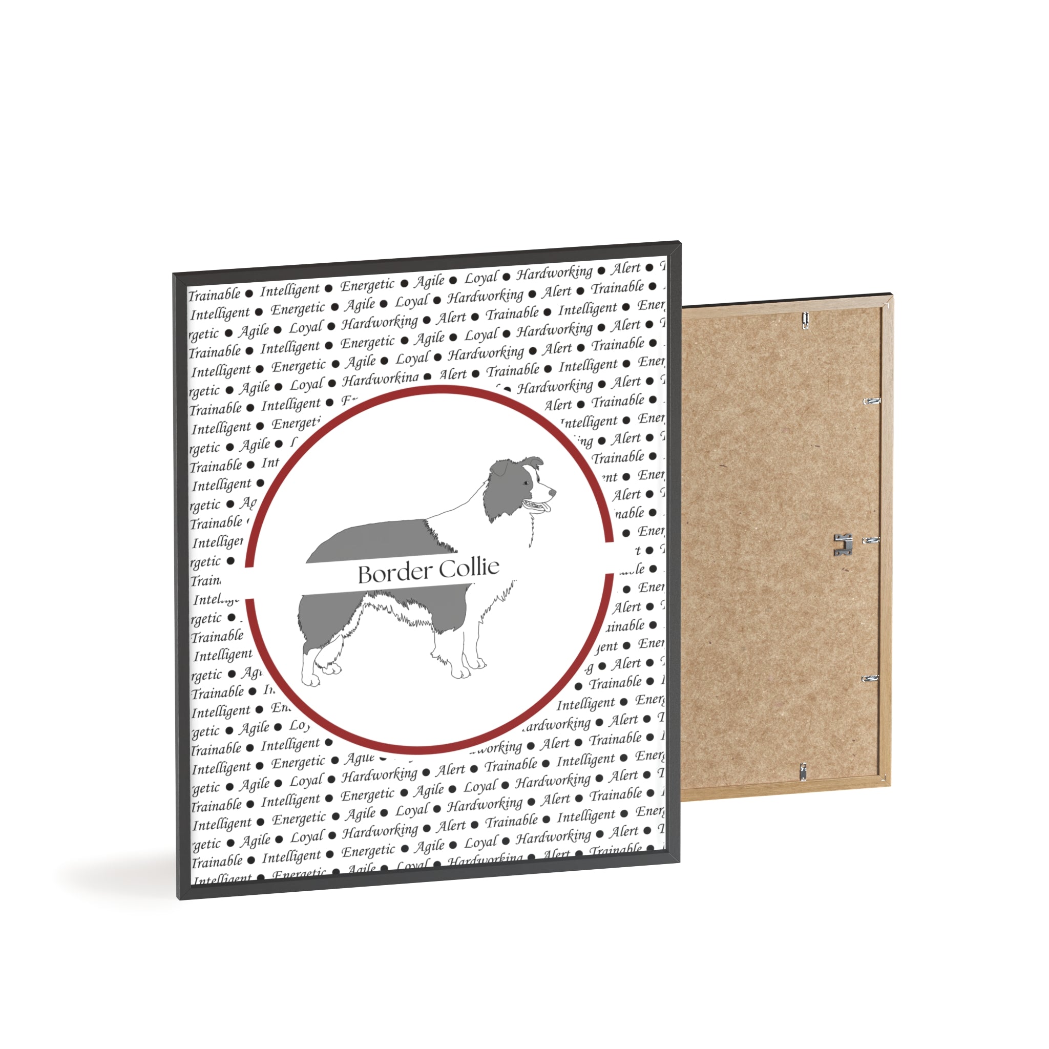 Poster i träram (tavla) med Border Collie-motiv