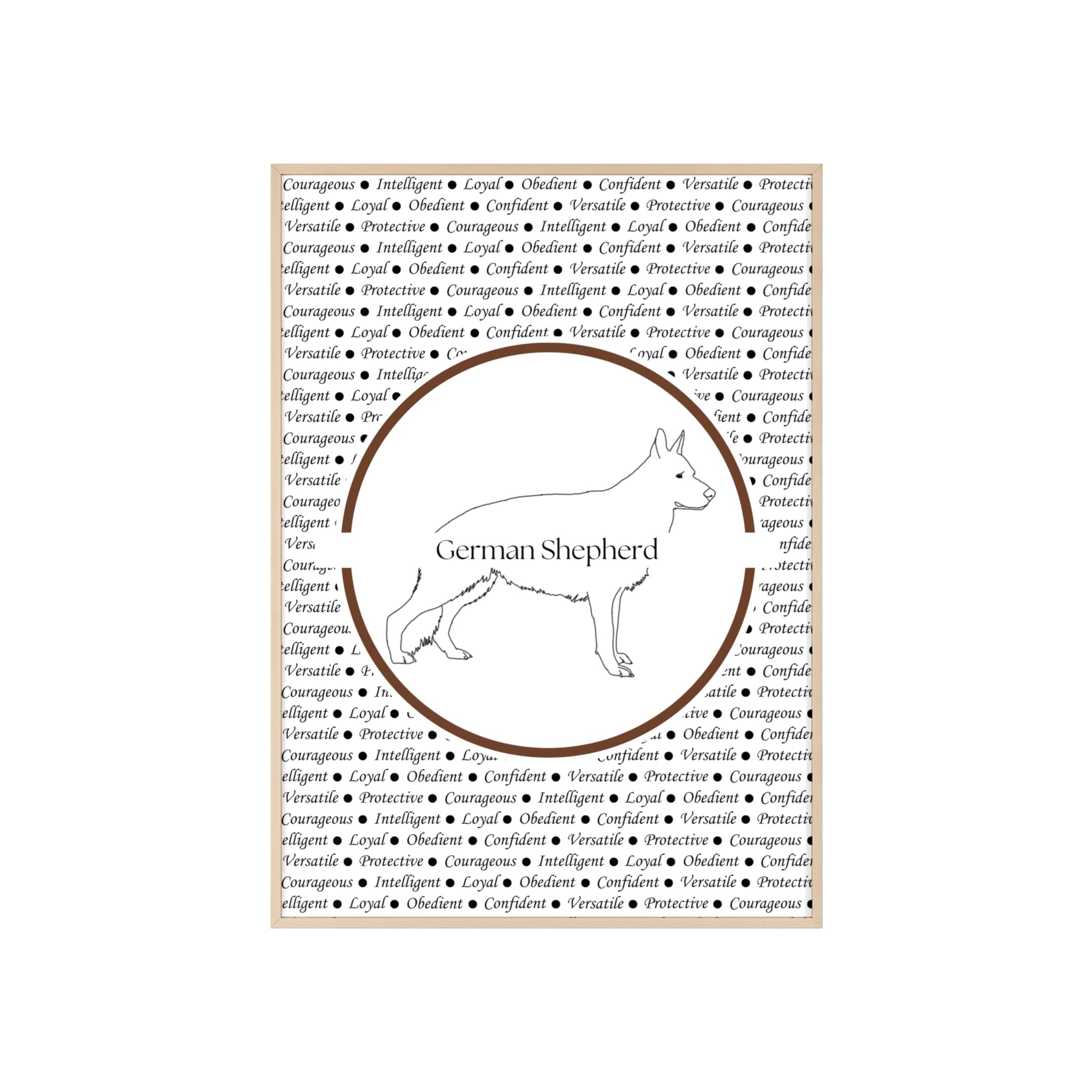 Poster i träram (tavla) med Tysk Schäfer (German Shepherd)-motiv