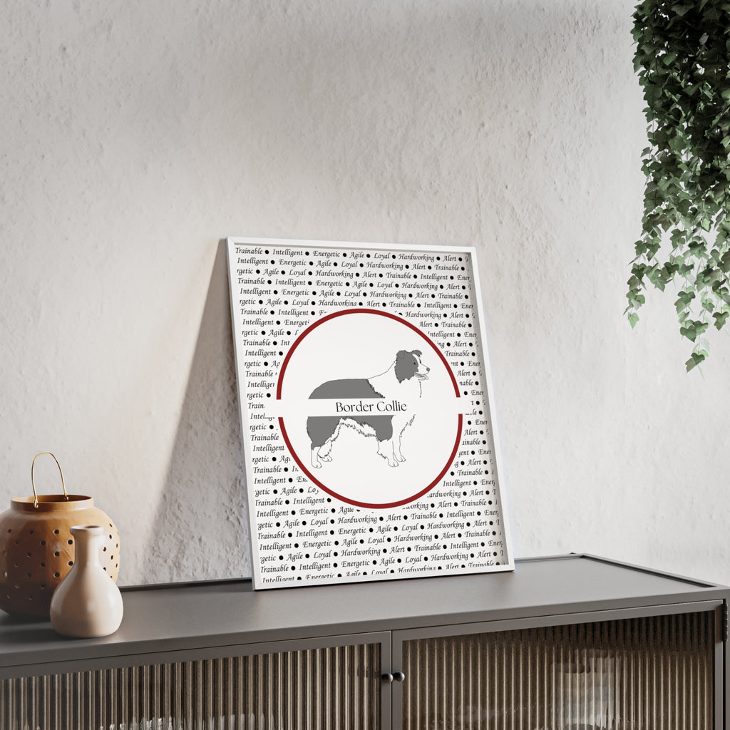 Poster i träram (tavla) med Border Collie-motiv