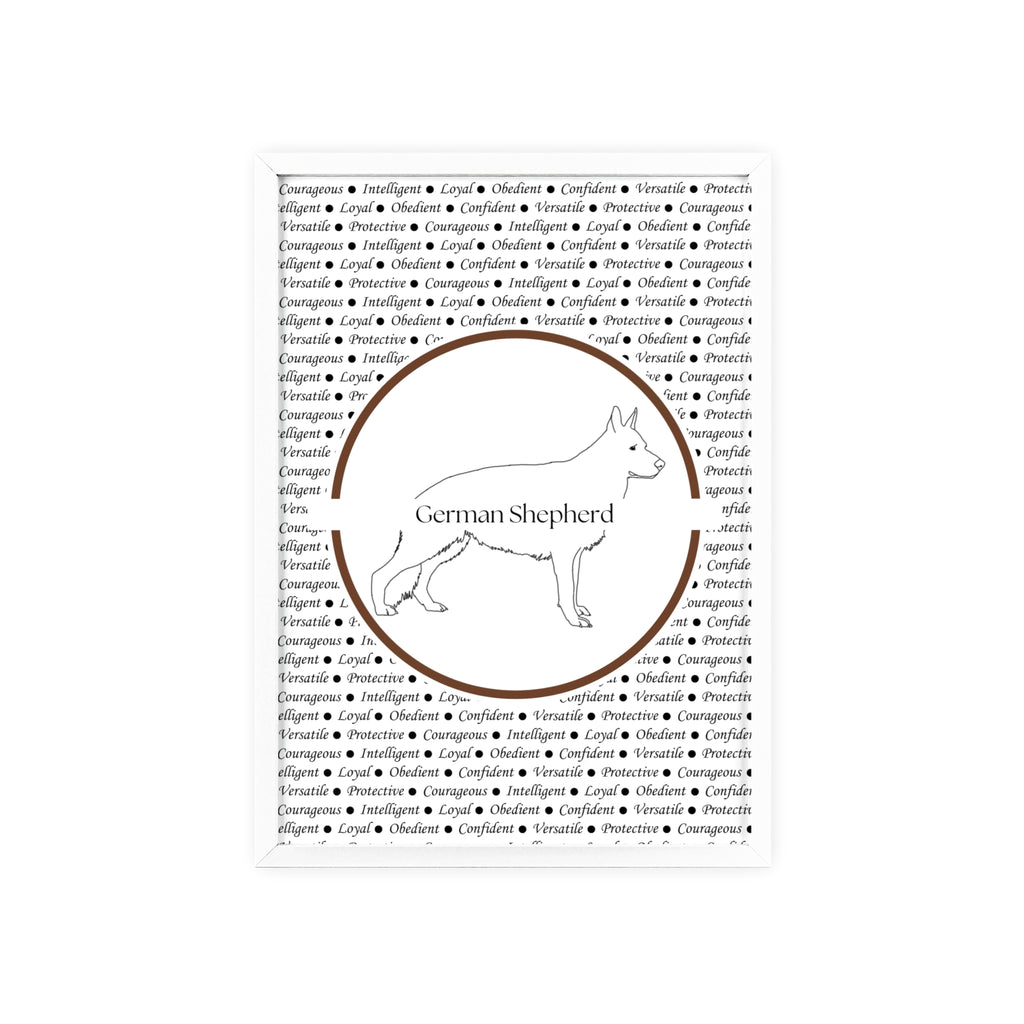 Poster i träram (tavla) med Tysk Schäfer (German Shepherd)-motiv