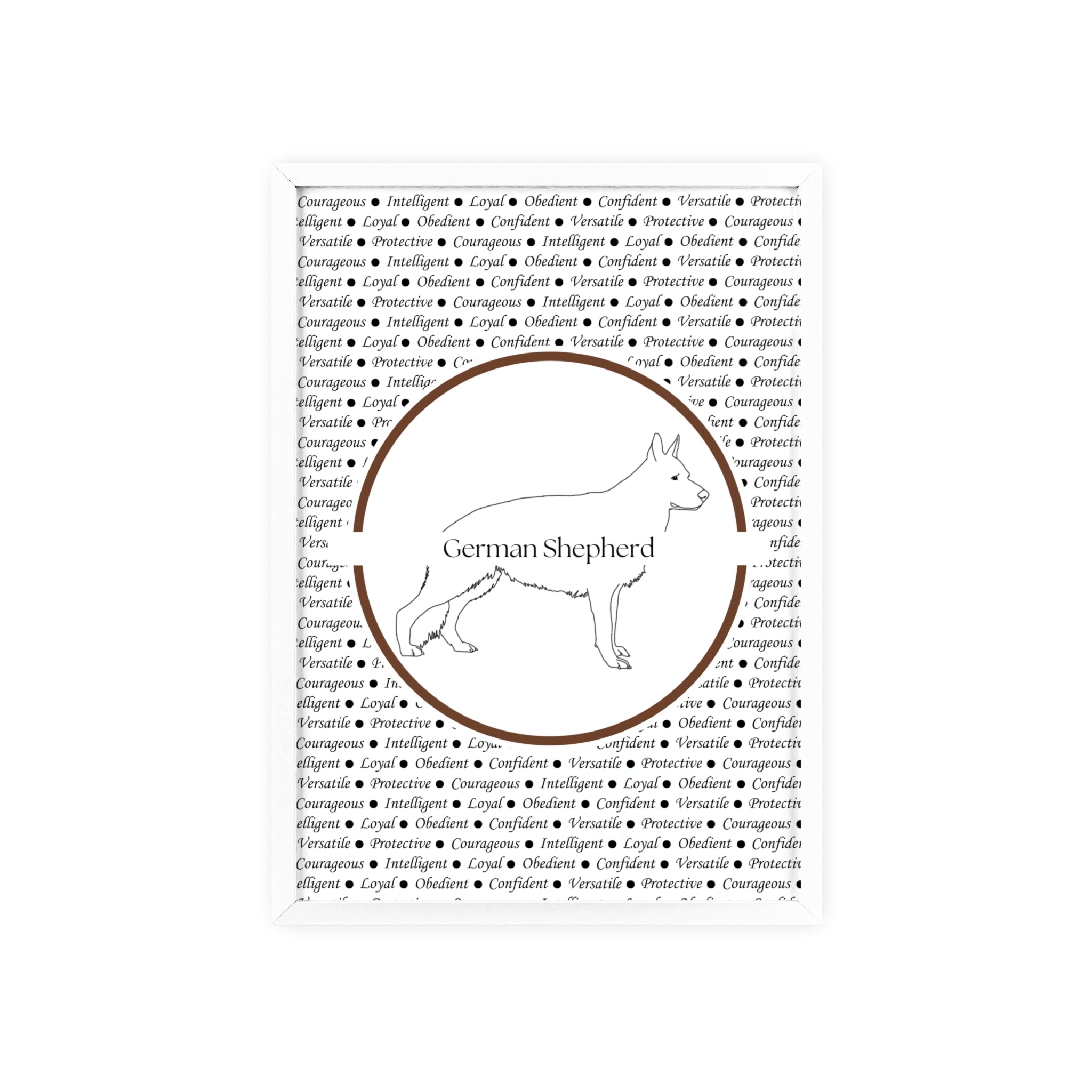 Poster i träram (tavla) med Tysk Schäfer (German Shepherd)-motiv