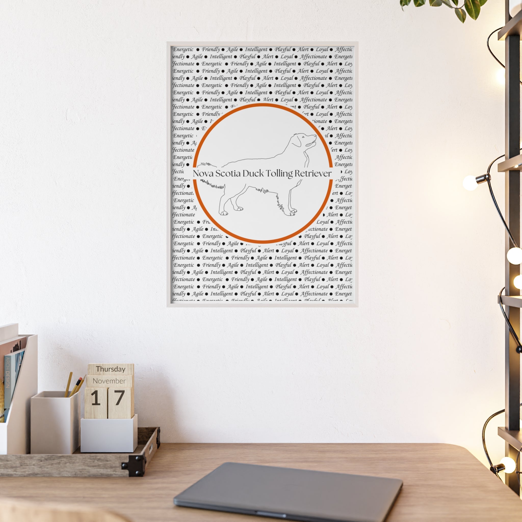 Poster i träram (tavla) med Nova Scotia Duck Tolling Retriever-motiv